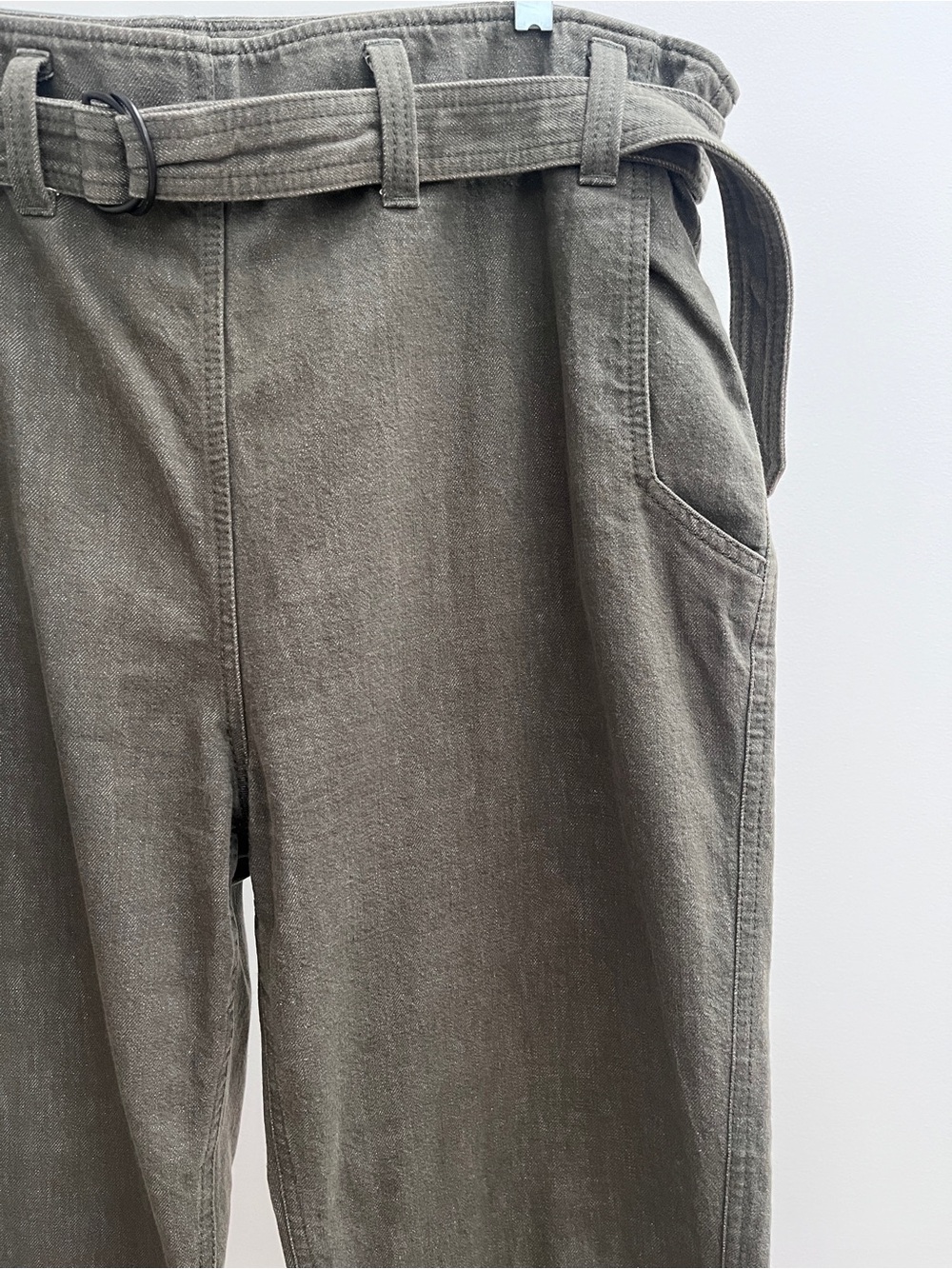 Brunello Cucinelli belted pull on pant 10 waist belt cotton twill denim timeless